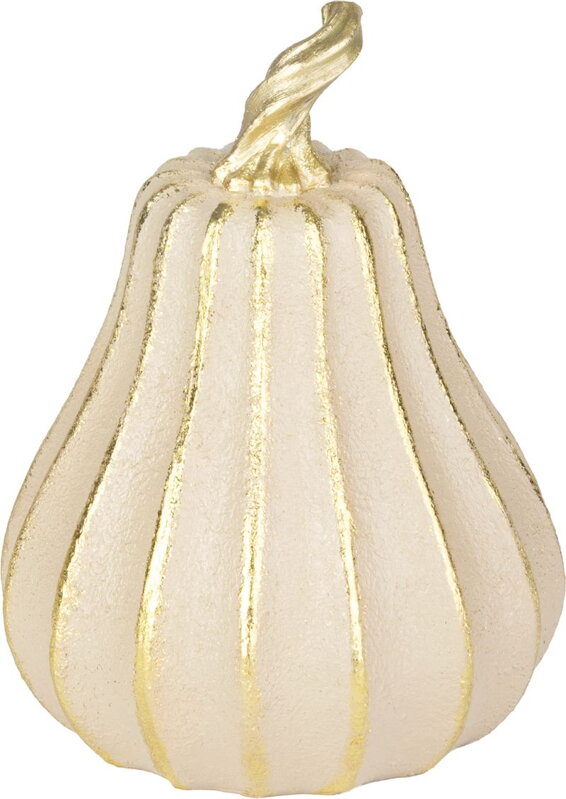 Dekorácia MagicHome Nature, tekvica, polyresin, zlato-béžová, 12,2x12,2x16,2 cm