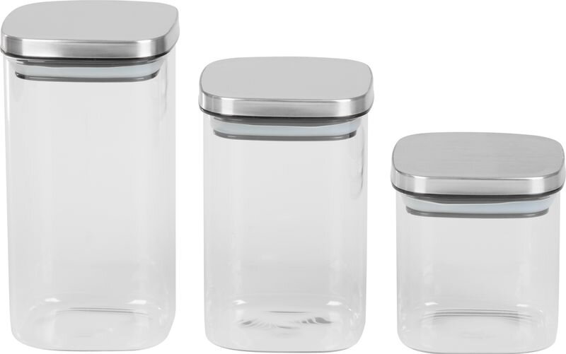 Nádoba MagicHome, sada 3 ks, 800/1100/1500 ml, sklenená, s nerezovým uzáverom Nádoba MagicHome, sada 3 ks, 800/1100/1500 ml, sklenená, s nerezovým uzáverom