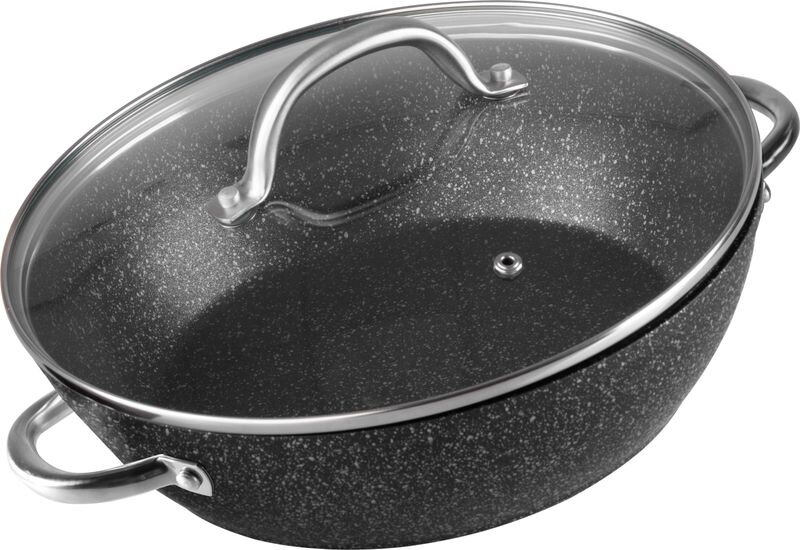 Hrniec MagicHome Black Marble Line, plytký, 26 cm, 2800 ml, s pokrievkou, pekáč do rúry Hrniec MagicHome Black Marble Line, plytký, 26 cm, 2800 ml, s pokrievkou, pekáč do rúry
