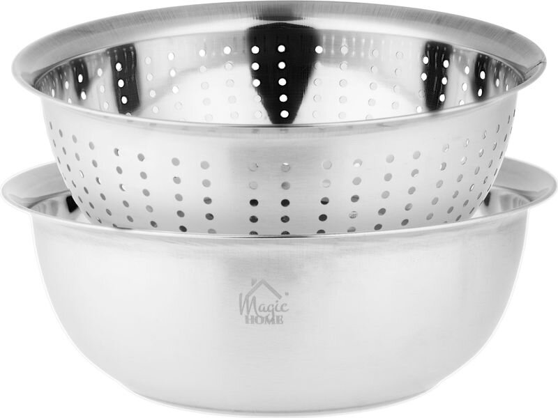 Cedník MagicHome, 26,5 cm, s miskou, okrúhle otvory, nerez Cedník MagicHome, 26,5 cm, s miskou, okrúhle otvory, nerez