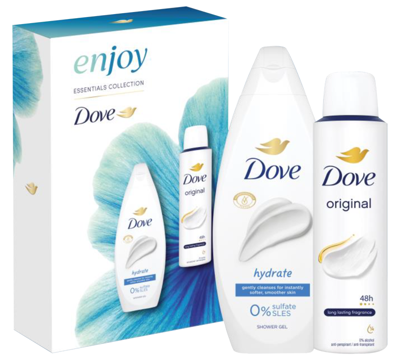 DOVE darčeková kazeta Hydrate (Sprchový gel Hydrate 250ml, Deo sprej Gentle Original 150ml) DOVE darčeková kazeta Hydrate (Sprchový gel Hydrate 250ml, Deo sprej Gentle Original 150ml)