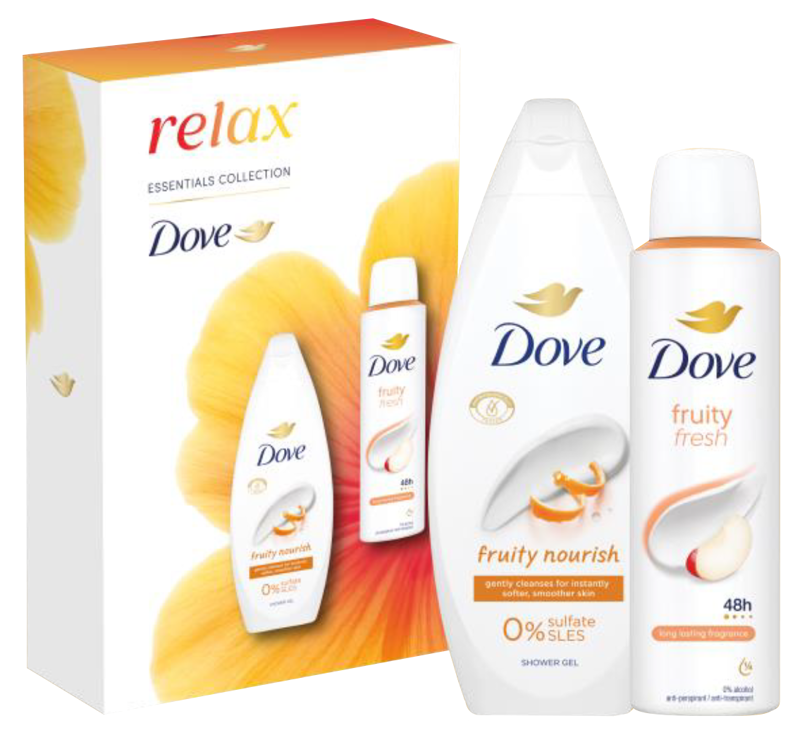 DOVE darčeková kazeta Fruity Nourish (Sprchový gél 250ml + Deo sprej 150ml) DOVE darčeková kazeta Fruity Nourish (Sprchový gél 250ml + Deo sprej 150ml)