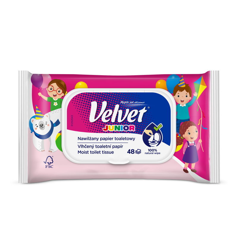 Vlhčený TP VELVET Junior 48ks Vlhčený TP VELVET Junior 48ks