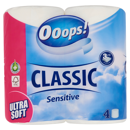 Toaletný papier Ooops! 4ks/3vrs. sensit Toaletný papier Ooops! 4ks/3vrs. sensit