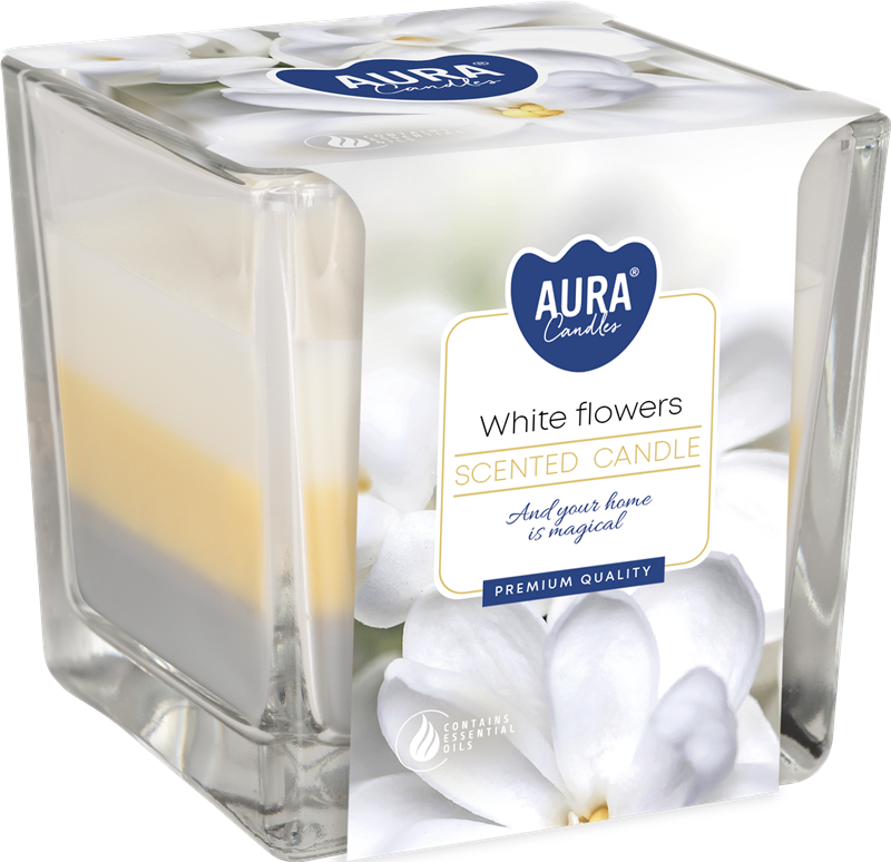 BISPOL sviečka sklo 170g White Flowers