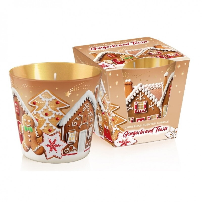 BARTEK sviečka sklenená 115g Gingerbread Town