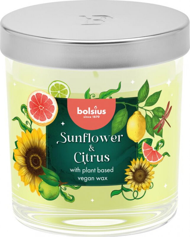 Sviečka Bolsius Floral Fusion Slnečnica a Citrus, vonná, 80/72 mm, v skle Sviečka Bolsius Floral Fusion Slnečnica a Citrus, vonná, 80/72 mm, v skle