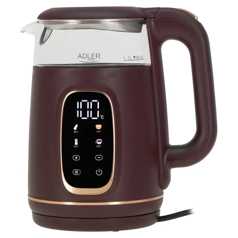 Adler AD 1305 rýchlovarná kanvica s displejom burgundy