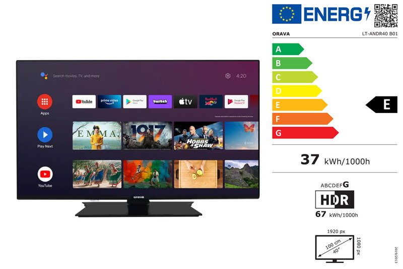 Orava LT-ANDR40 B01 40" FULL HD Android Smart LED televízor s WiFi