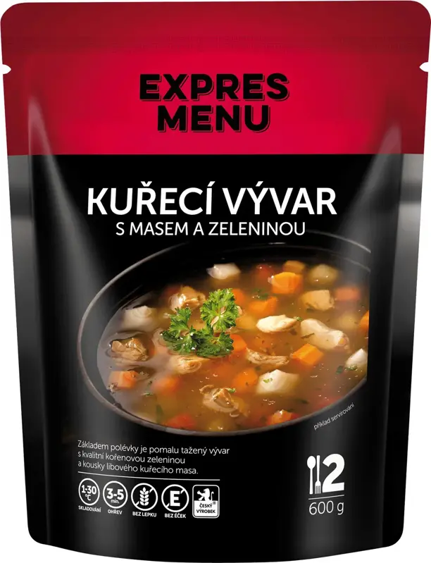 Expres menu Kurací vývar s mäsom a zeleninou 2 porcie 600g