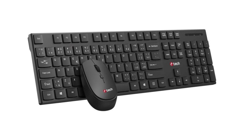 C-TECH klávesnica s myšou WLKMC-03, Bezdrôtový set 2.4GHz, CZ, Čierna