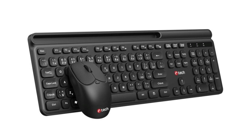 C-TECH klávesnica s myšou WLKMC-05B, Bezdrôtový set 2.4GHz, CZ, Čierna