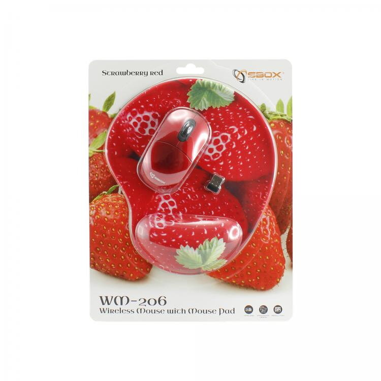 SBOX 3D Optická bezdrôtová myš red + podložka WM-206R