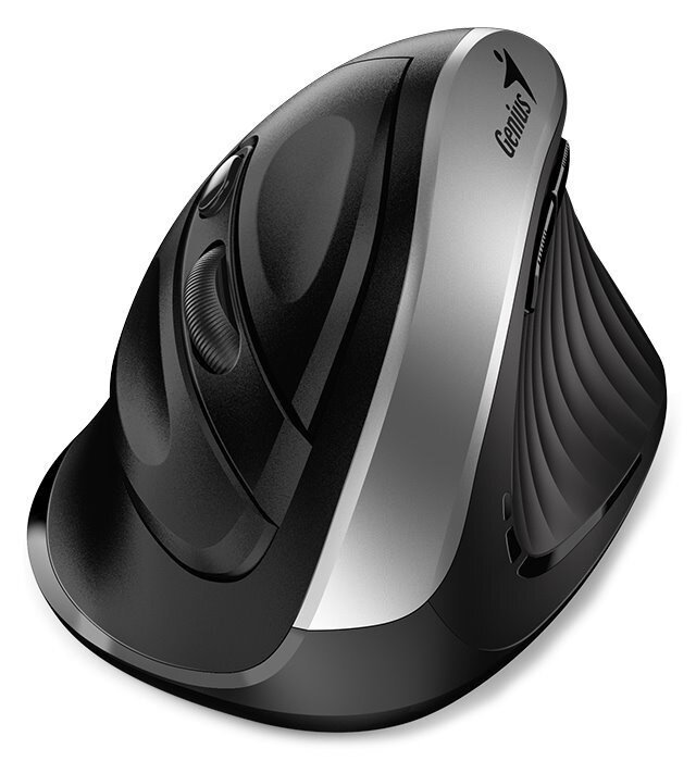 GENIUS Vertikálna myš Ergo 8250S Silver Grey/ 1600 dpi/ bezdrôtová/ 6tlačítok/ tichá/ čiernostrieborná