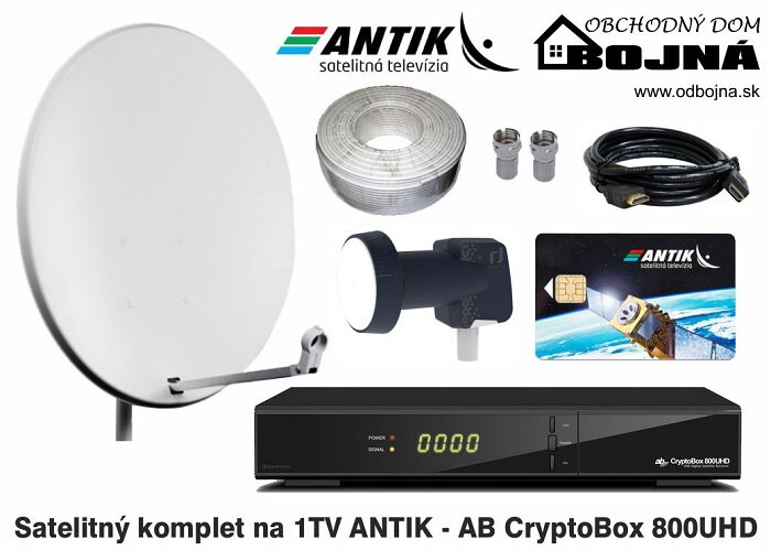 Satelitný komplet Antik AB CryptoBox 800UHD pre 1TV