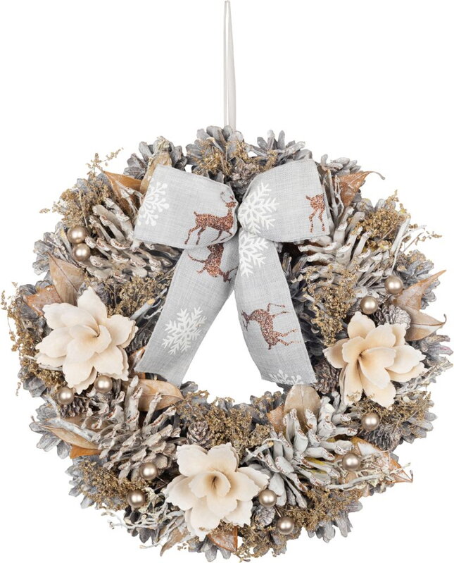 Veniec MagicHome Vianoce, závesný, prírodný, s mašľou, 30 cm Veniec MagicHome Vianoce, závesný, prírodný, s mašľou, 30 cm