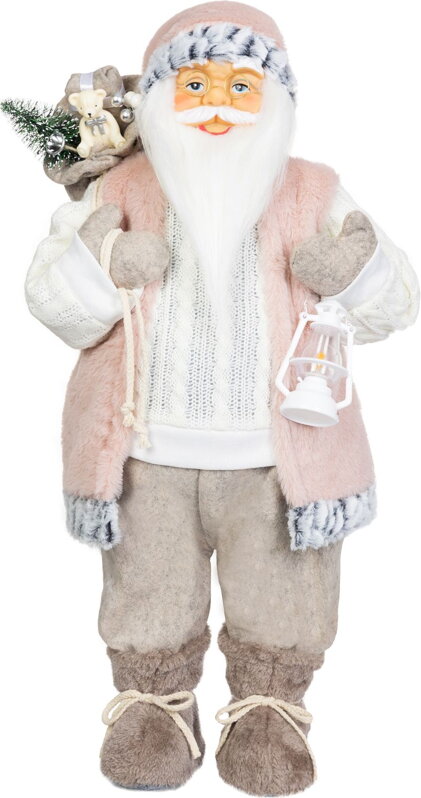 Dekorácia MagicHome Vianoce, Santa, s darčekom, ružovo-hnedý, 60 cm Dekorácia MagicHome Vianoce, Santa, s darčekom, ružovo-hnedý, 60 cm