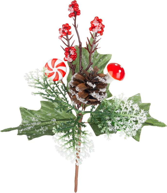 Vetvička MagicHome Vianoce, s lízankou a hríbikom, 19 cm Vetvička MagicHome Vianoce, s lízankou a hríbikom, 19 cm