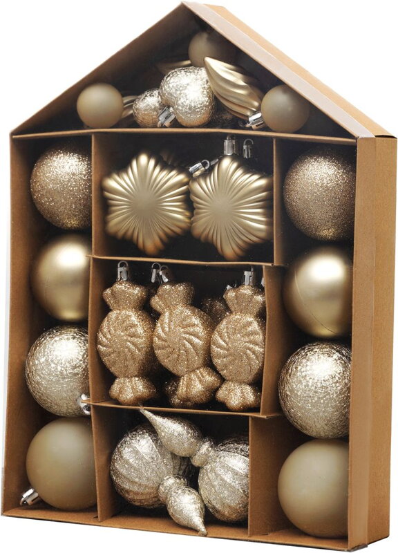 Gule MagicHome Vianoce, sada, 32 ks, šampaň, mix, na vianočný stromček Gule MagicHome Vianoce, sada, 32 ks, šampaň, mix, na vianočný stromček