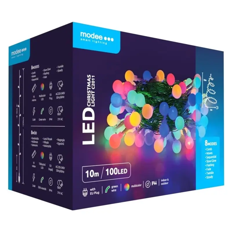 Modee Lighting LED vianočná reťaz 100 LED 10m multicolor bobule