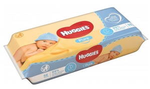 Huggies Pure Single detské vlhčené utierky, 56 ks