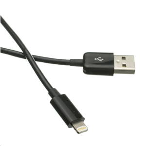 Kábel C-TECH USB 2.0 Lightning (IP5 a vyššie) nabíjací a synchronizačný kábel, 2m, čierny