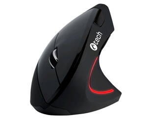 Myš C-TECH VEM-09, vertikálne, bezdrôtová, 6 tlačidiel, čierna, USB nano receiver