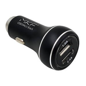 InHouse Auto USB Nabíjačka 2x USB 2,4A, kovové telo MKF-USB24ALU