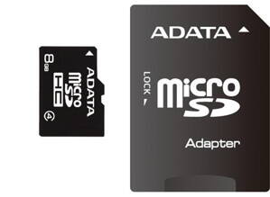 ADATA Micro SDHC karta 8GB Class 4 + SD adaptér