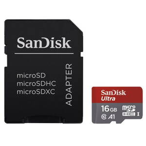 SanDisk Ultra microSDHC 16 GB 98 MB/s A1 Class 10 UHS-I, Android, Adaptér