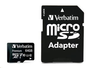 VERBATIM Premium U1 Micro SecureDigital SDHC/SDXC 64GB + SD Adaptér