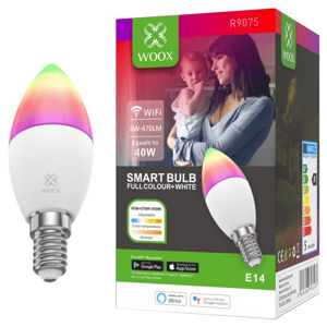 WOOX R9075, WiFi Smart Bulb E14 RGB+CCT WiFi