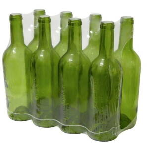 Fľaša na víno sklenená 750 ml zelená 8ks/bal