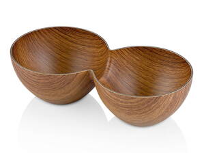 Miska šalatová dvojitá okrúhla, plast - imitácia dreva