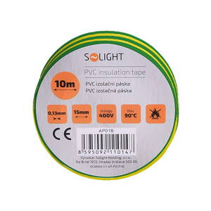 Solight izolačná páska, 15mm x 0,13mm x 10m, žltozelená