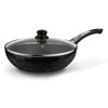 Panvica MARMARA 30 cm čierna WOK nepriľnavá + pokrievka a 5 odmeriek