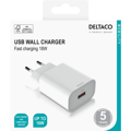 DELTACO USB-AC182, 1x USB A, Nabíjačka, biela