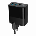 GEMBIRD Nabíjačka, 2x USB/USB-C, 30W, čierna