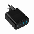 GEMBIRD Nabíjačka, 2x USB/USB-C, 30W, čierna