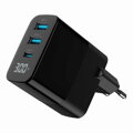 GEMBIRD Nabíjačka, 2x USB/USB-C, 30W, čierna