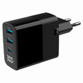 GEMBIRD Nabíjačka, 2x USB/USB-C, 30W, čierna