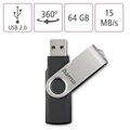 HAMA Rotate, USB Kľúč, 64GB, strieborný/čierny