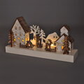 Solight LED vianočná dedinka, 34x17cm, drevo, 4 LED, 2x AA