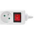 Solight predlžovací prívod, 6 zásuviek, biely, vypínač, 2m