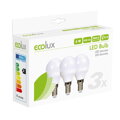 ECOLUX LED žiarovka 3-pack, miniglobe, 6W, E14, 3000K, 450lm, biele prevedenie, 3ks