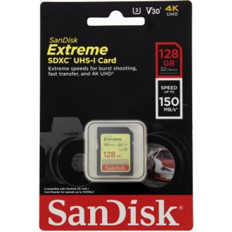 SanDisk Extreme SDXC card 128GB 150MB/s UHS-I U3