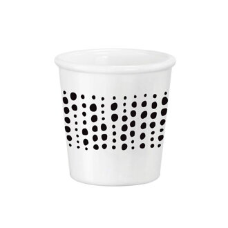 Pohár na kávu/čaj, biely s čiernym dekorom, opál. sklo AROMATECA 215ml