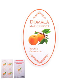Samolepka domáca MARHULOVICA ovál biela, 16ks etikiet