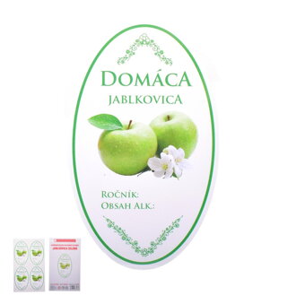 Samolepka domáca JABLKOVICA zel. ovál biela, 16ks etikiet