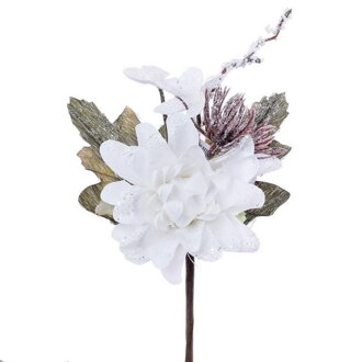 Ozdoba zapichovacia kvet dahlia biela
